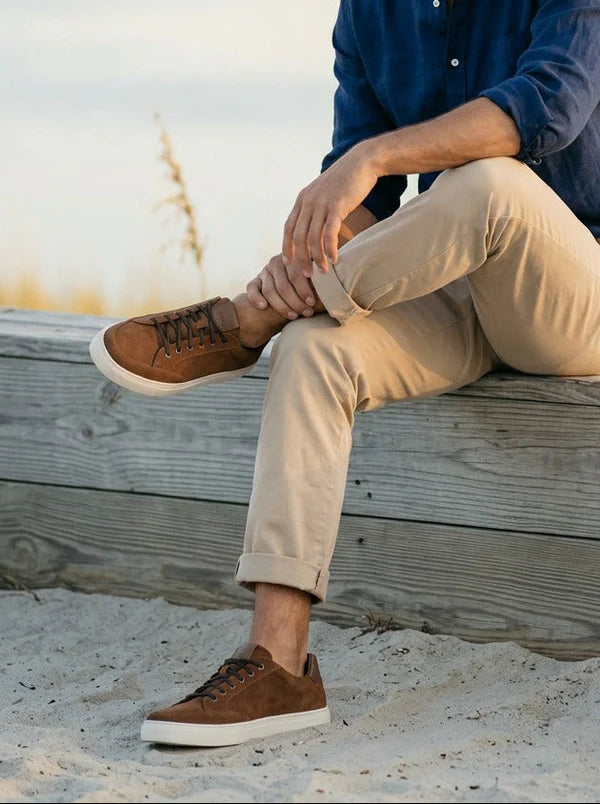 Cognac colored suede sneakers