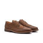 Earthy brown leather wingtip derby shoes