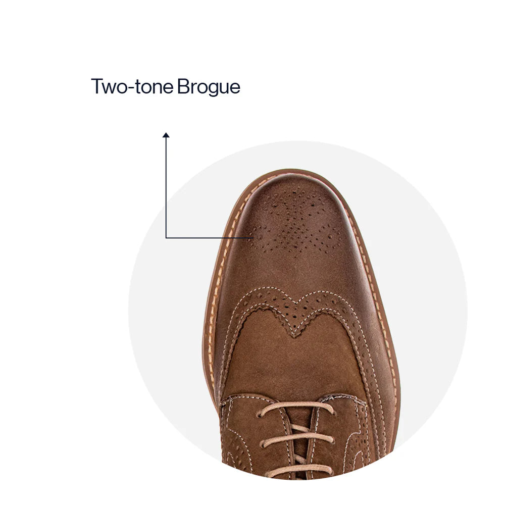 Earthy brown leather wingtip derby shoes