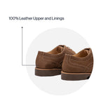 Earthy brown leather wingtip derby shoes