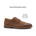 Earthy brown leather wingtip derby shoes