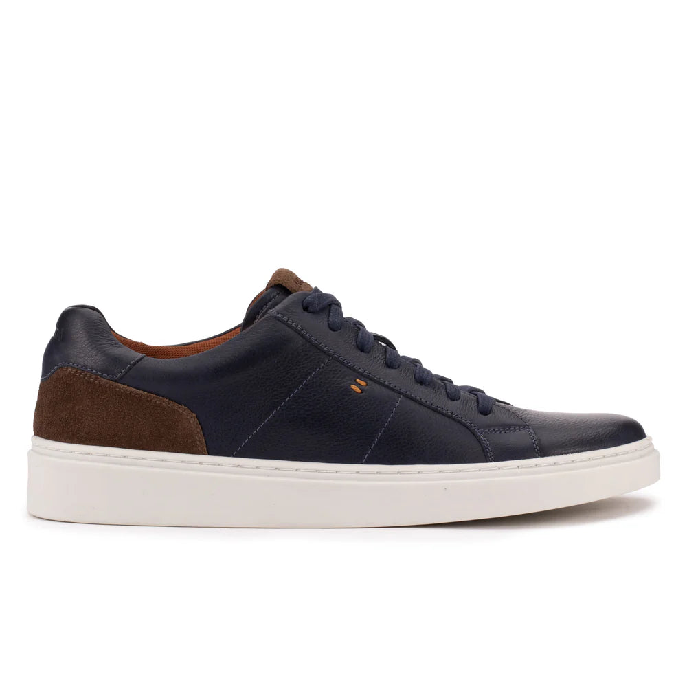 Indigo and chocolate leather sneakers