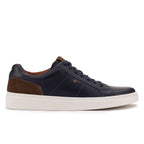 Indigo and chocolate leather sneakers