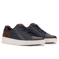 Indigo and chocolate leather sneakers