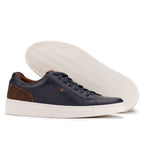 Indigo and chocolate leather sneakers