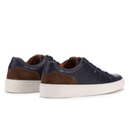 Indigo and chocolate leather sneakers