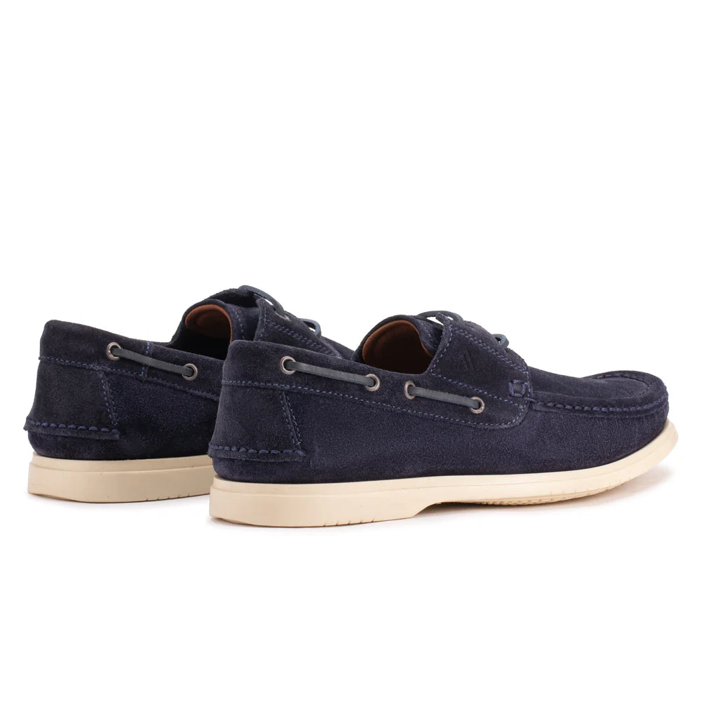 Navy blue suede boat shoes