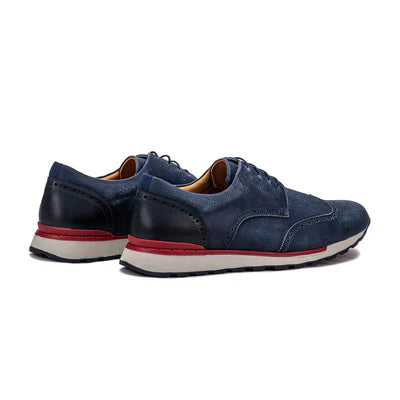 Retro navy blue wing point brogues