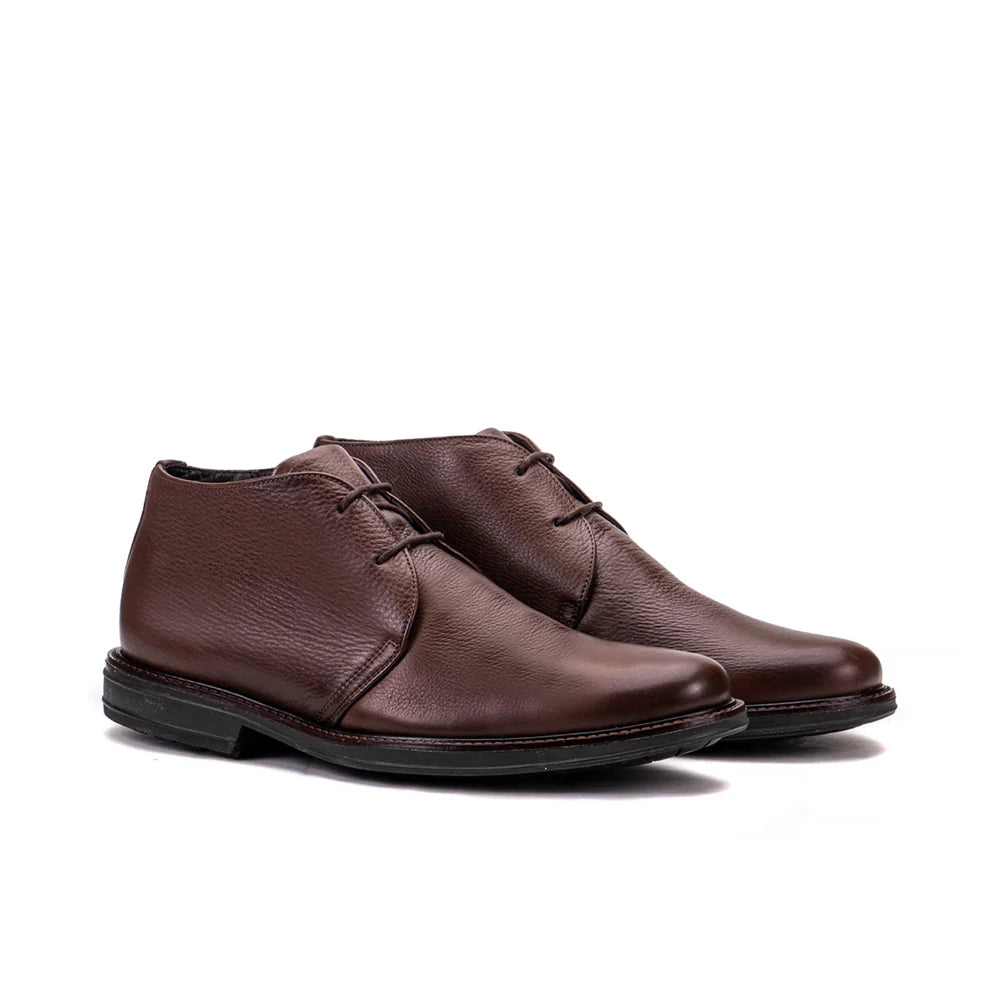Brown natural leather ankle boots