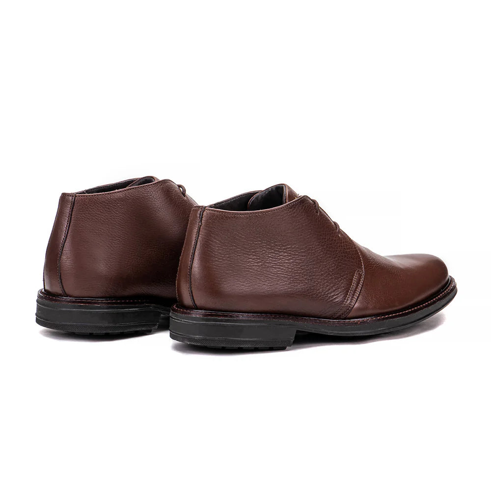 Brown natural leather ankle boots