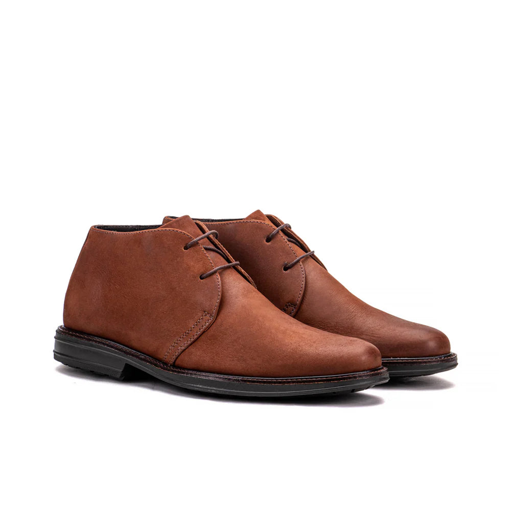 Raw natural leather ankle boots