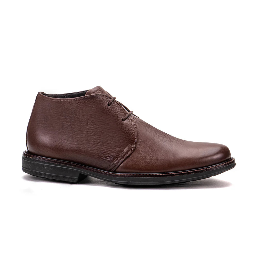 Brown natural leather ankle boots