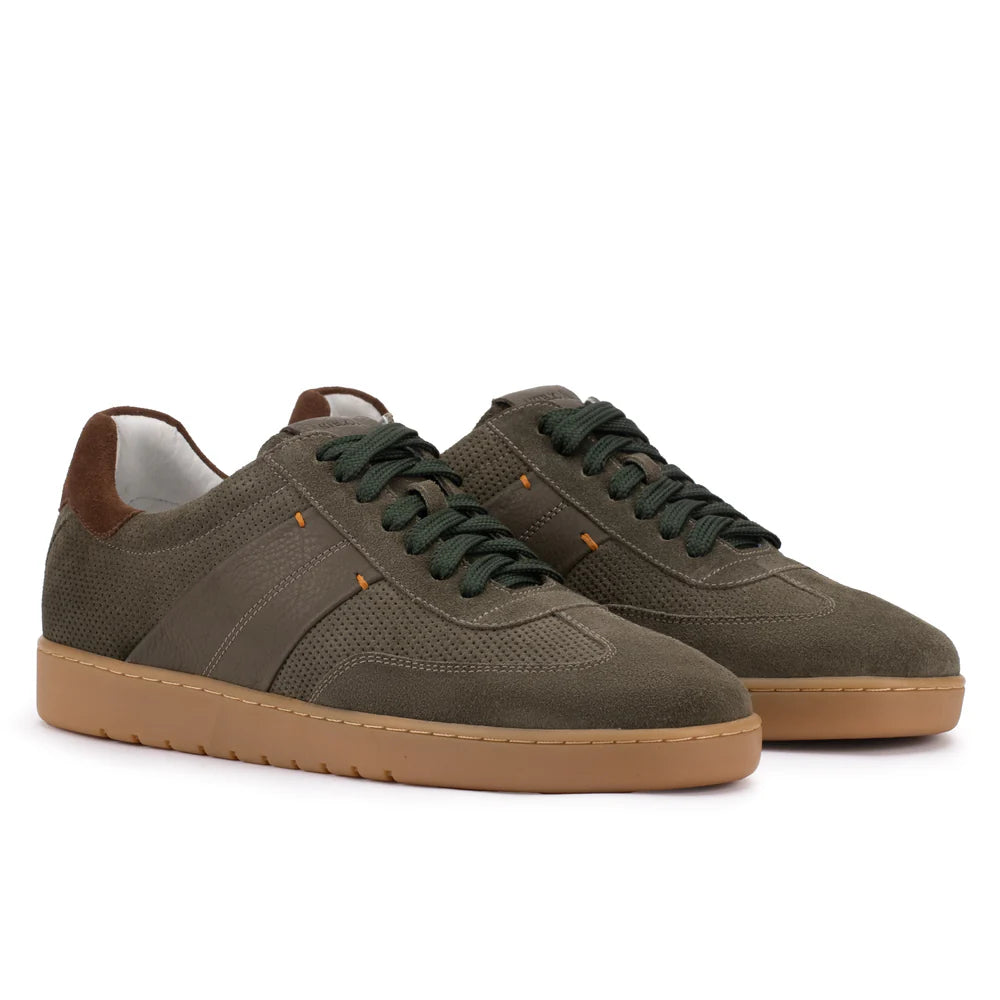 Olive green suede sneakers
