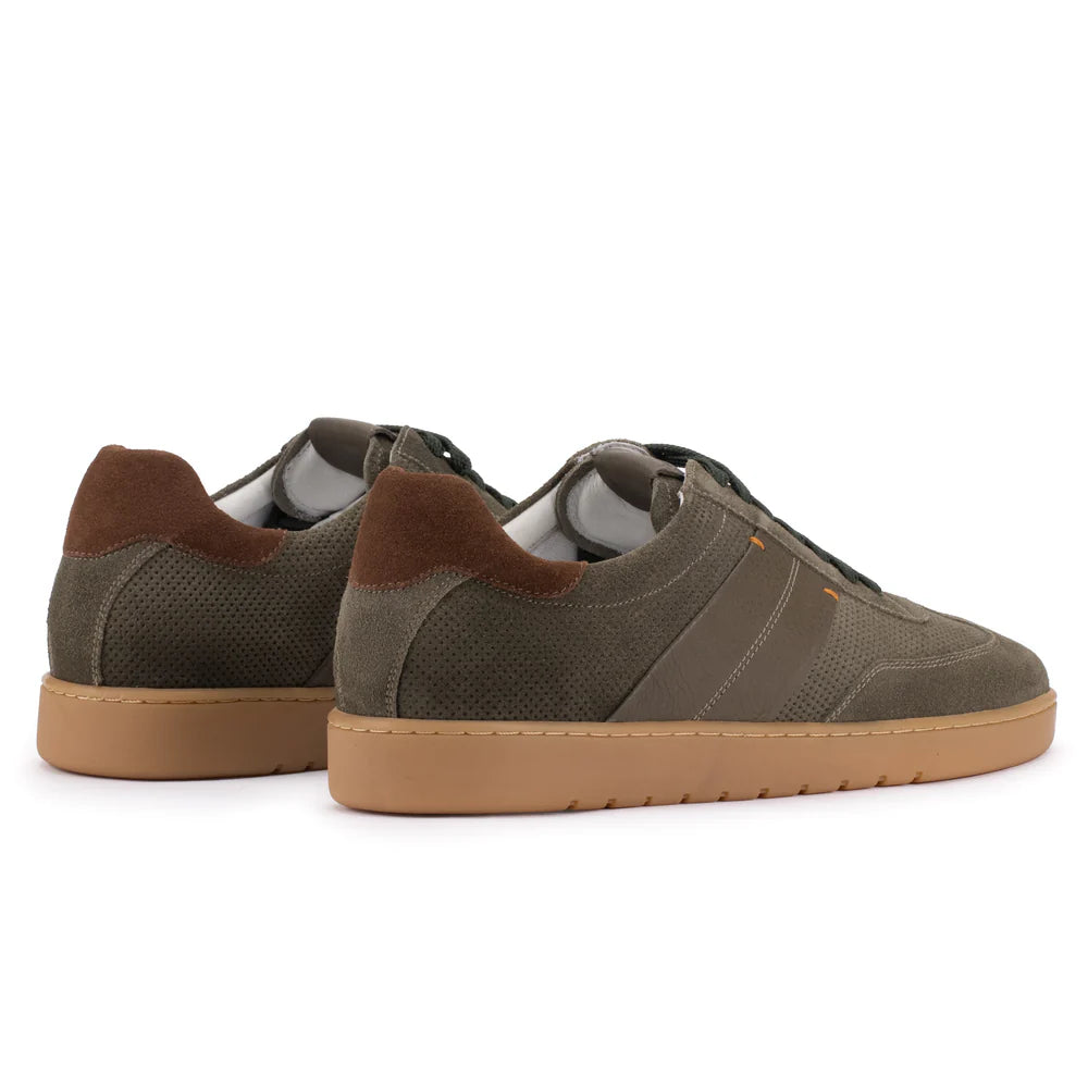 Olive green suede sneakers