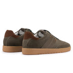 Olive green suede sneakers