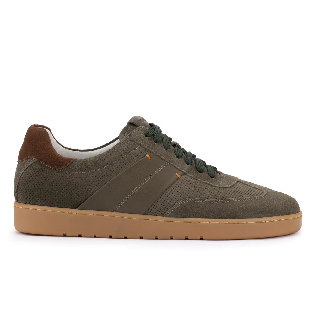 Olive green suede sneakers