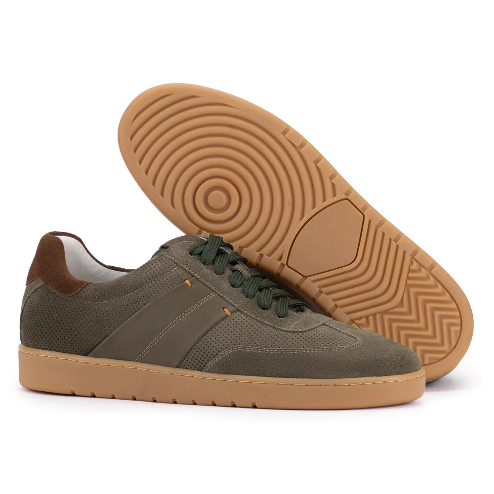 Olive green suede sneakers